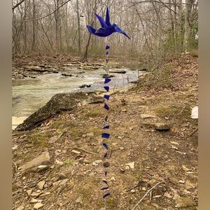 Hand painted and crafted humming bird out of beach glass! Light chime